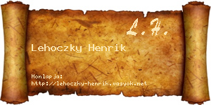 Lehoczky Henrik névjegykártya